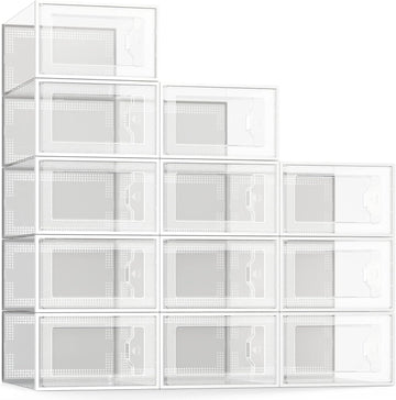 Clear Plastic Shoe Storage Boxes for Closet Organization