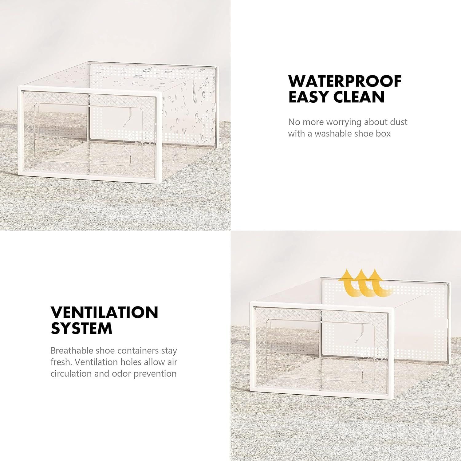 Clear Plastic Shoe Storage Boxes for Closet Organization