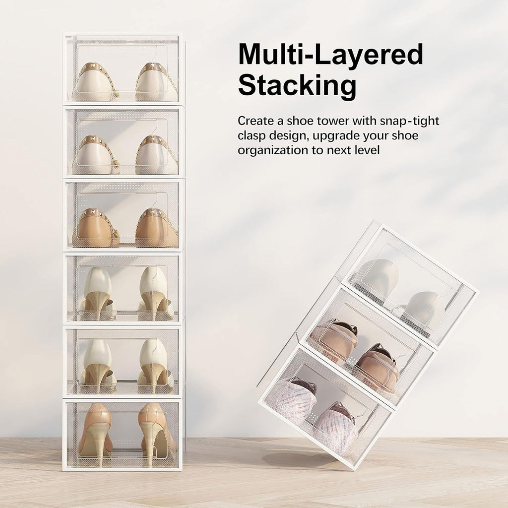 Clear Plastic Shoe Storage Boxes for Closet Organization