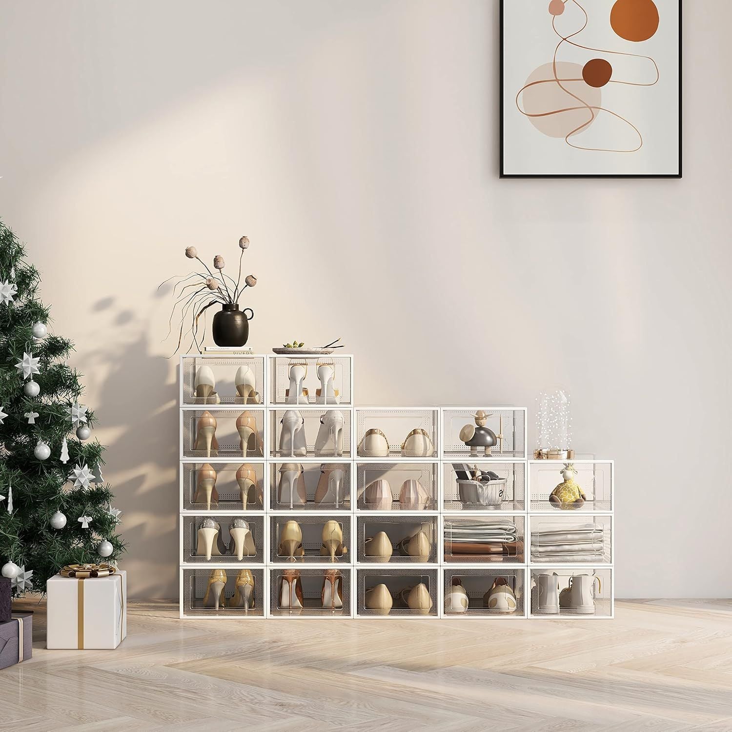 Clear Plastic Shoe Storage Boxes for Closet Organization