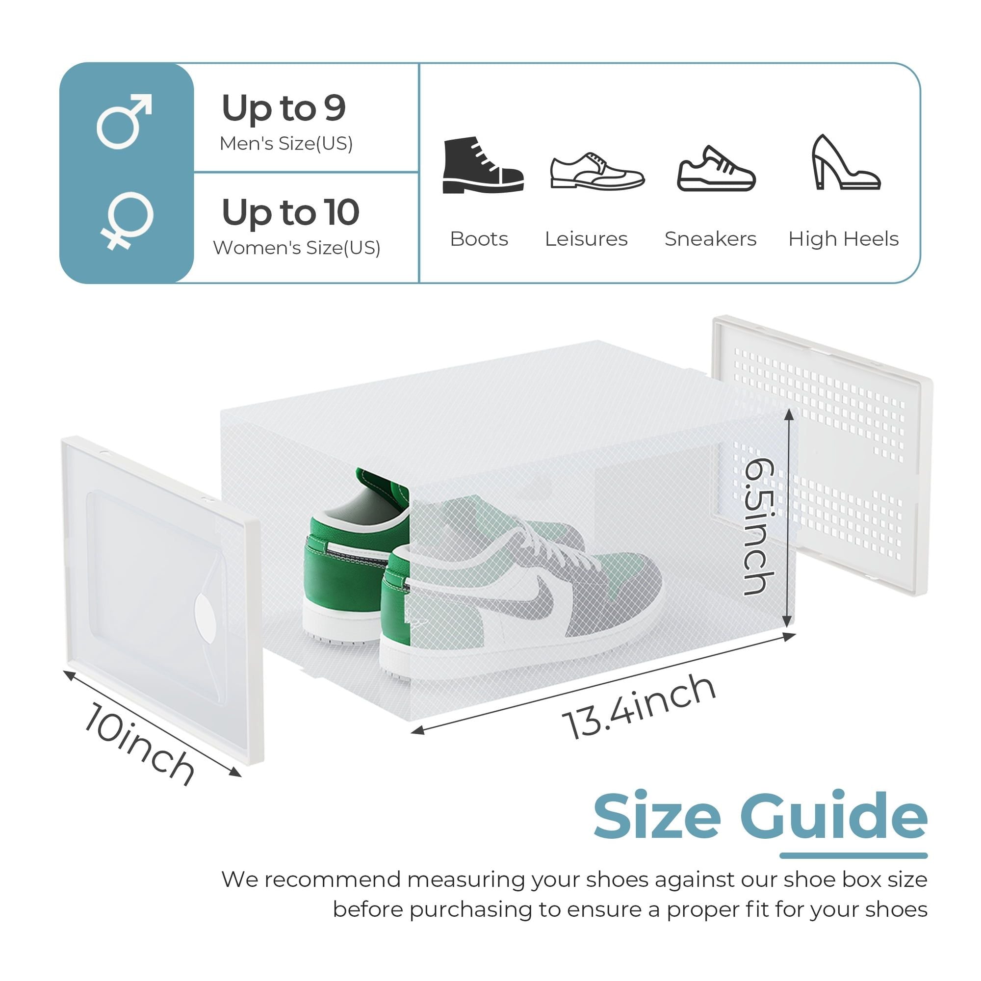 12-Pack Stackable Clear Shoe Box Organizer with Ventilation
