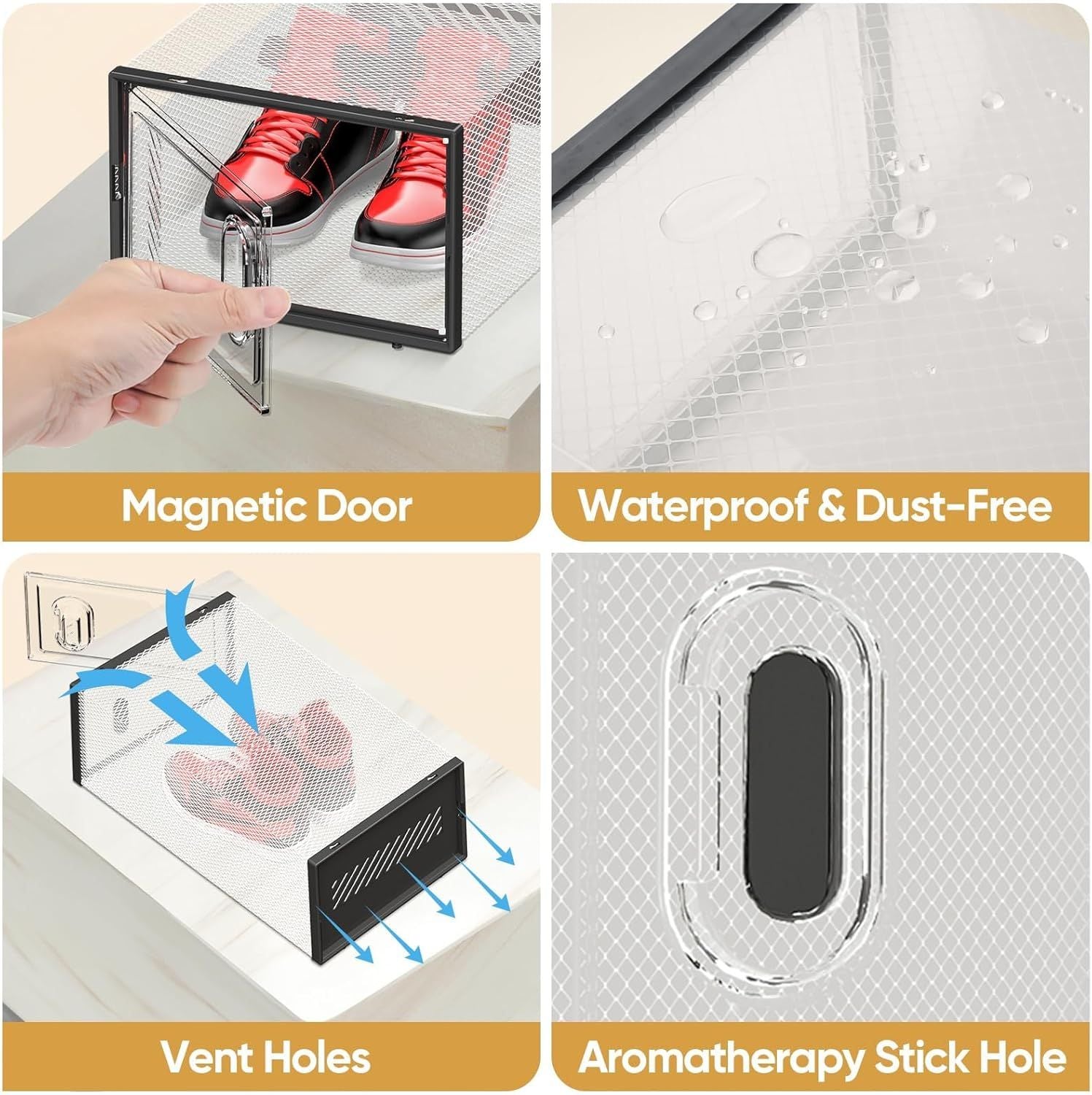 12 Pack Stackable Clear Shoe Boxes for Organized Storage