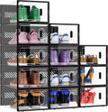 12 Pack Stackable Clear Shoe Boxes for Organized Storage