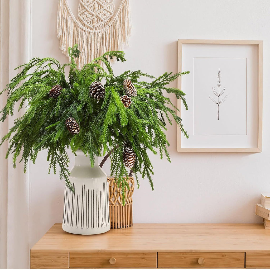 Bendable Faux Norfolk Pine Branches for Holiday Decor