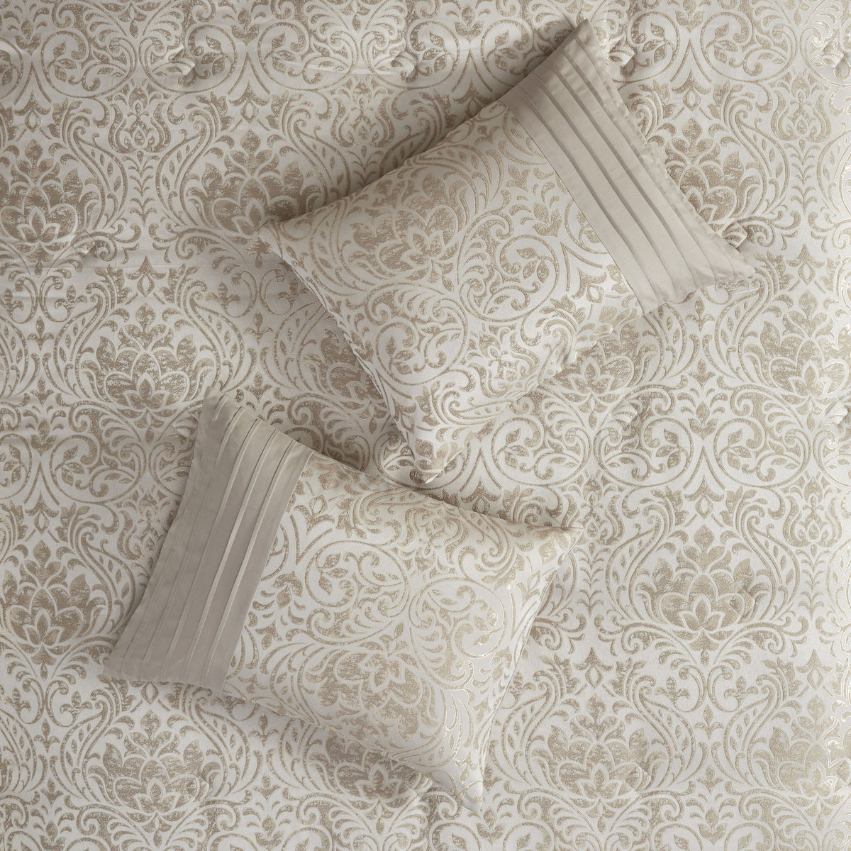 Traditional Damask Comforter Set with Coordinated Bedding