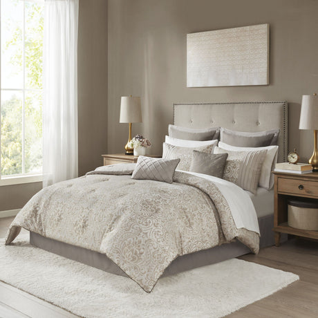 Traditional Damask Comforter Set with Coordinated Bedding