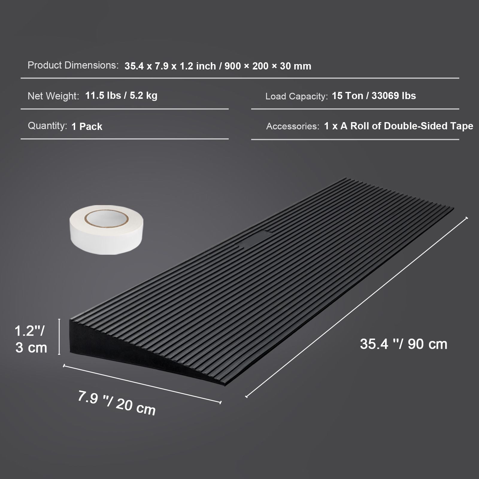 Cuttable Non-Slip Threshold Ramp
