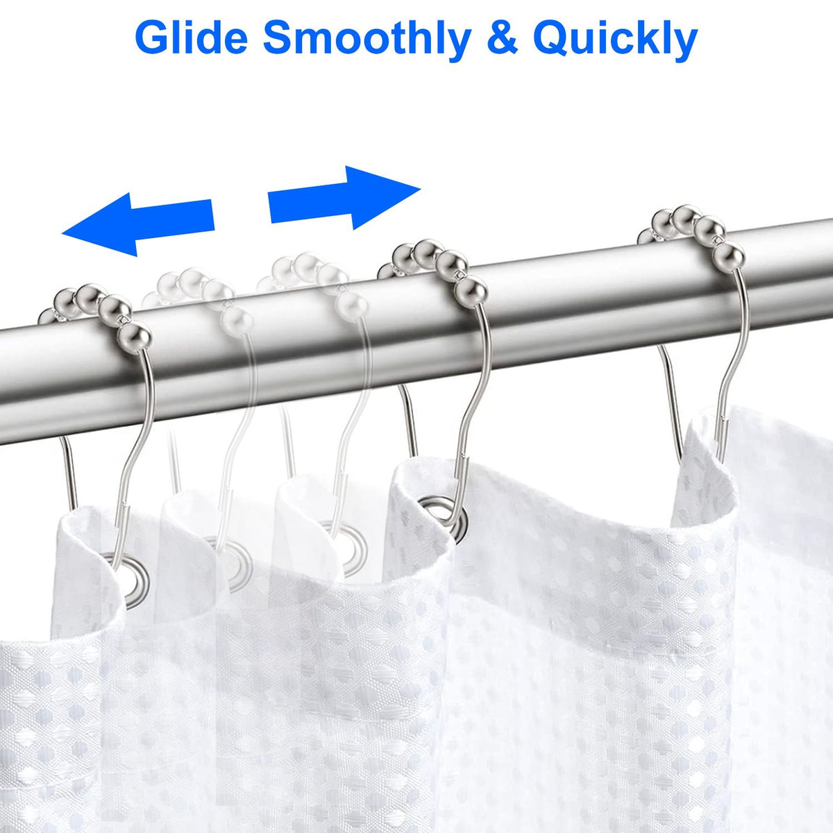 Smooth-Glide Sealed Shower Curtain Hooks
