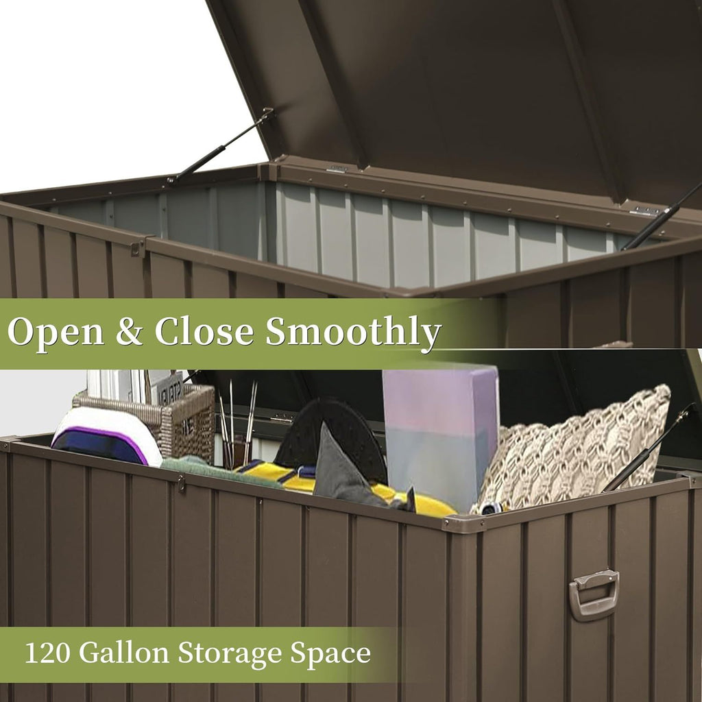 Outdoor Storage Deck Box with Lockable Lid and Mobility Rollers