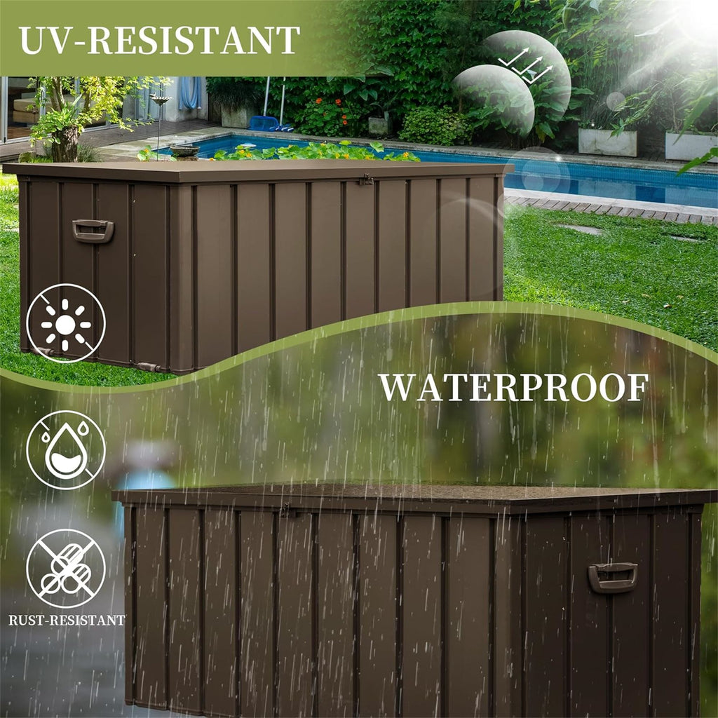 Outdoor Storage Deck Box with Lockable Lid and Mobility Rollers