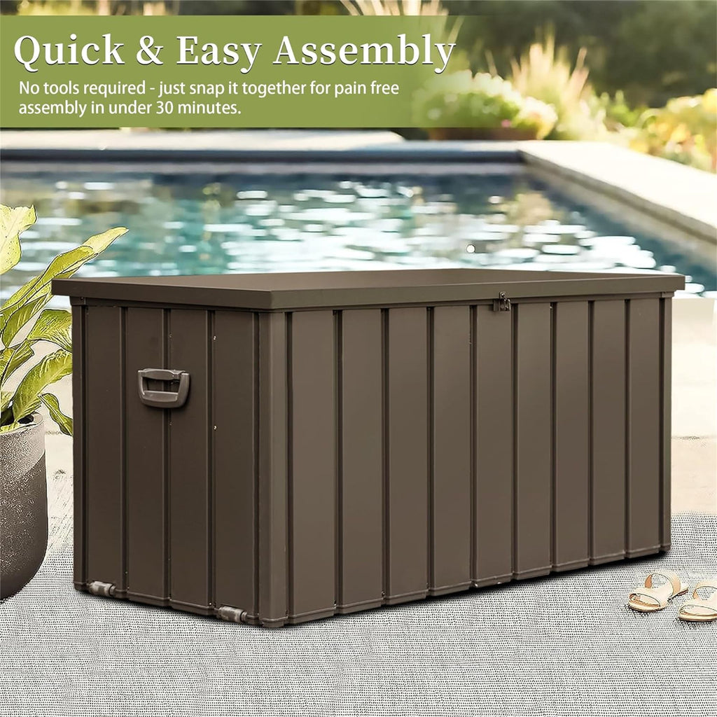 Outdoor Storage Deck Box with Lockable Lid and Mobility Rollers