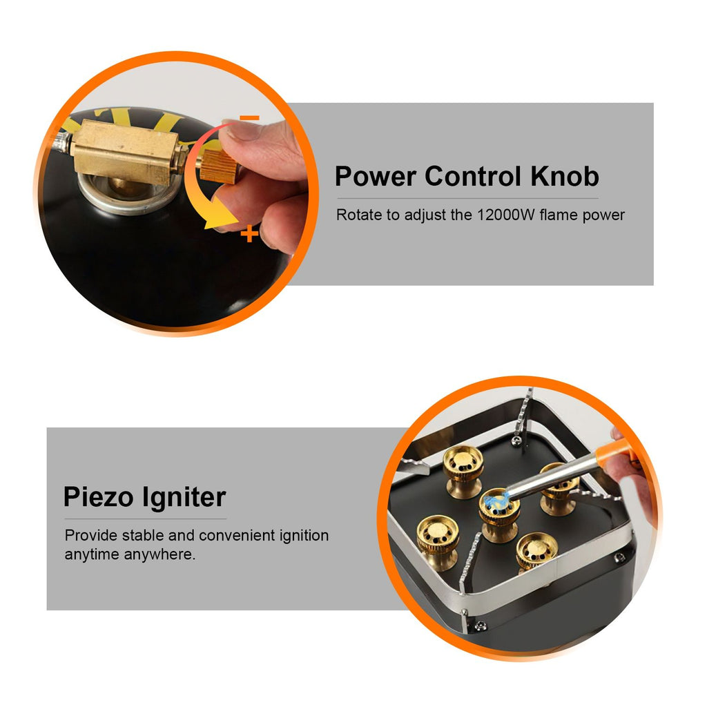 Wind-Blocking Portable Camping Stove with Carrying Case