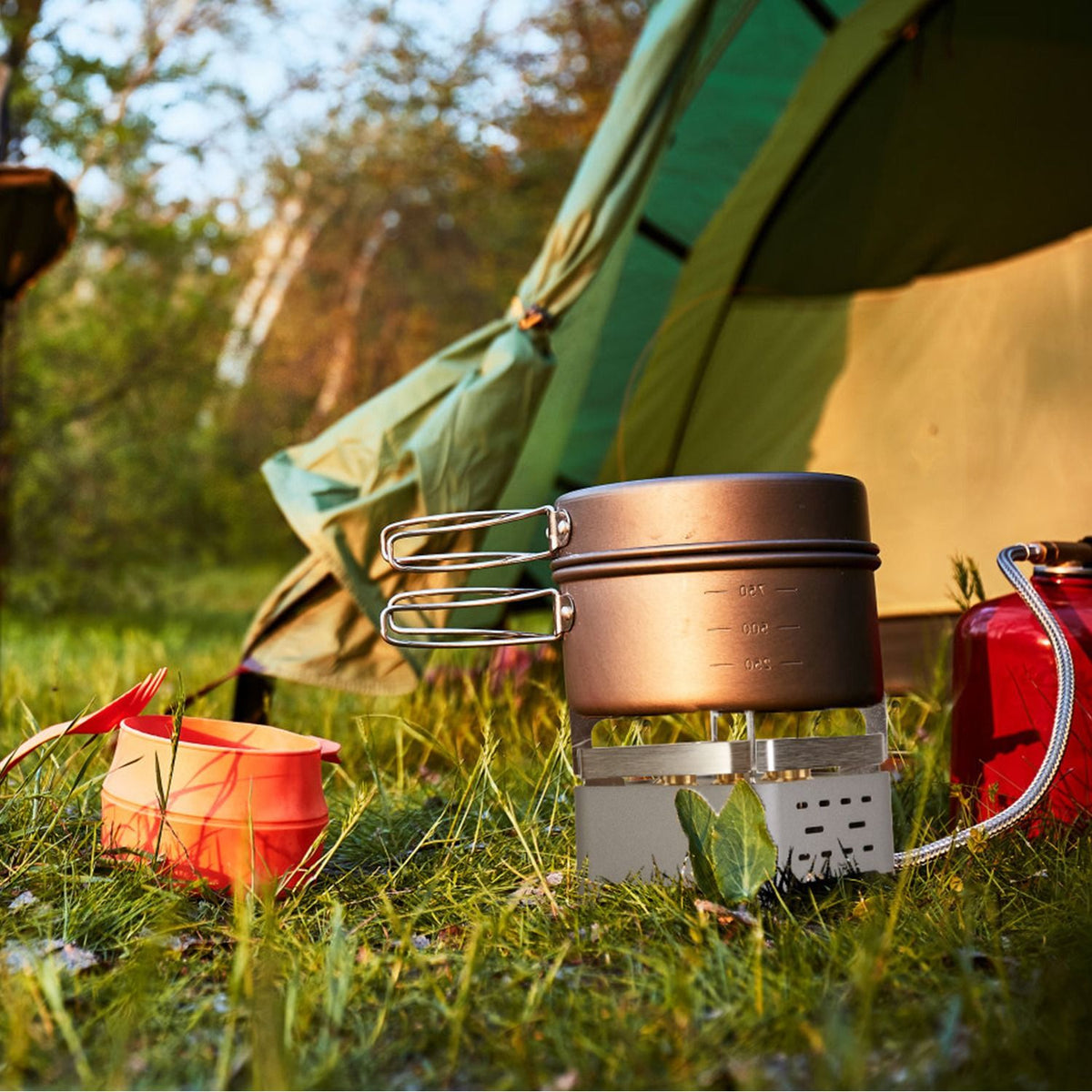 Wind-Blocking Portable Camping Stove with Carrying Case