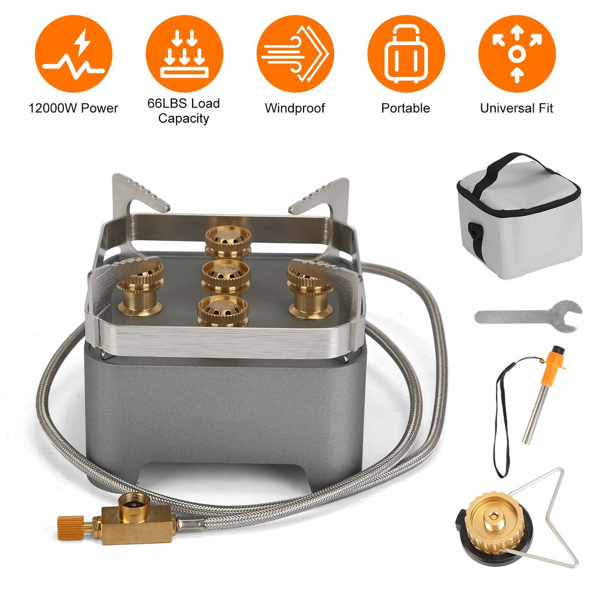 Wind-Blocking Portable Camping Stove with Carrying Case