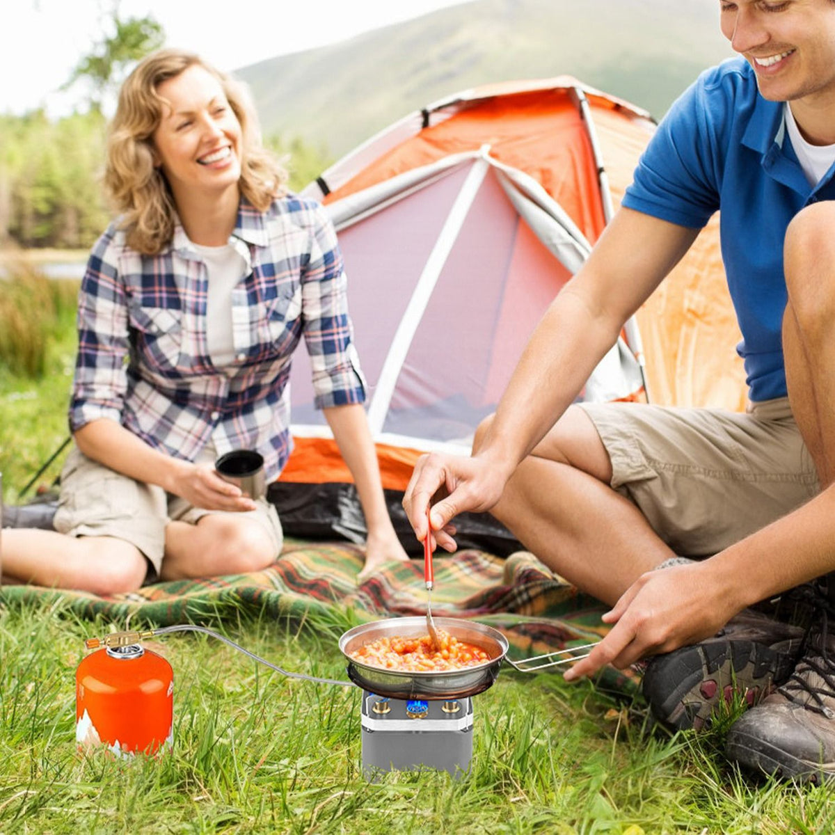 Wind-Blocking Portable Camping Stove with Carrying Case