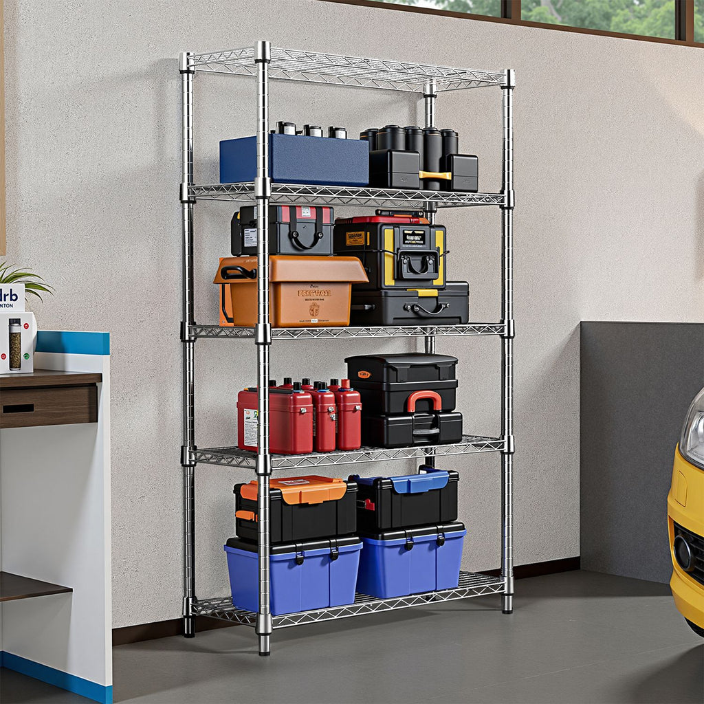 Versatile 5-Tier Storage Shelving for Home, Kitchen, Office