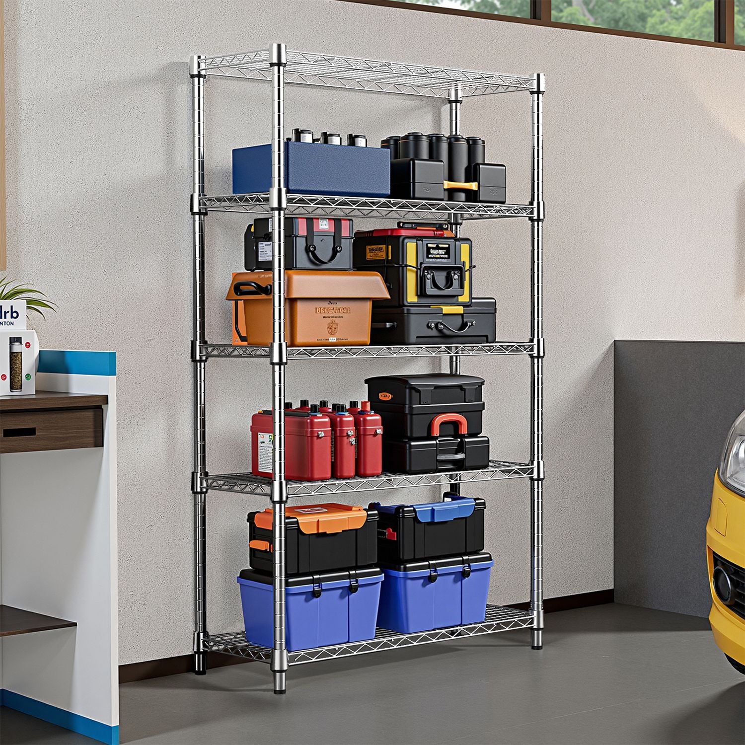 Versatile 5-Tier Storage Shelving for Home, Kitchen, Office