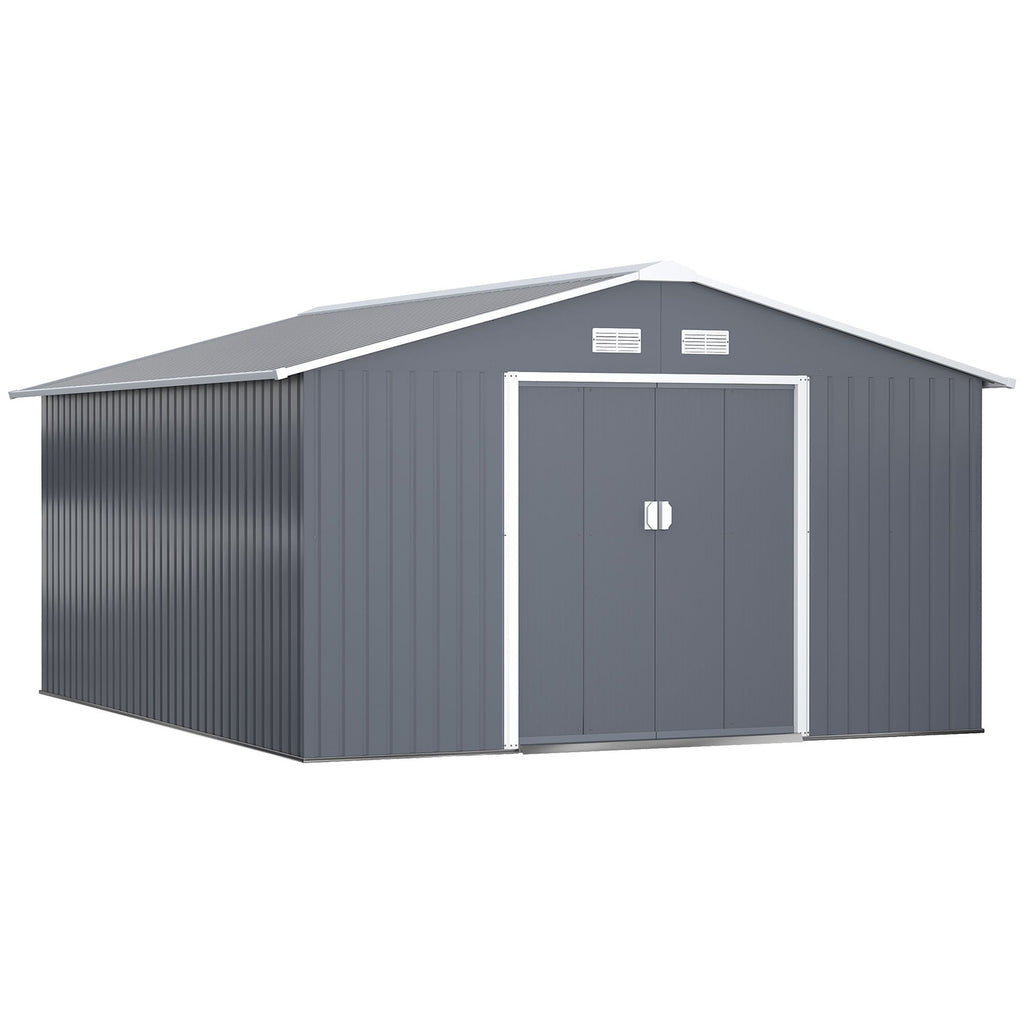 Double Sliding Door Storage Shed with Ventilation and Foundation Kit