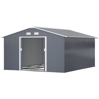 Double Sliding Door Storage Shed with Ventilation and Foundation Kit