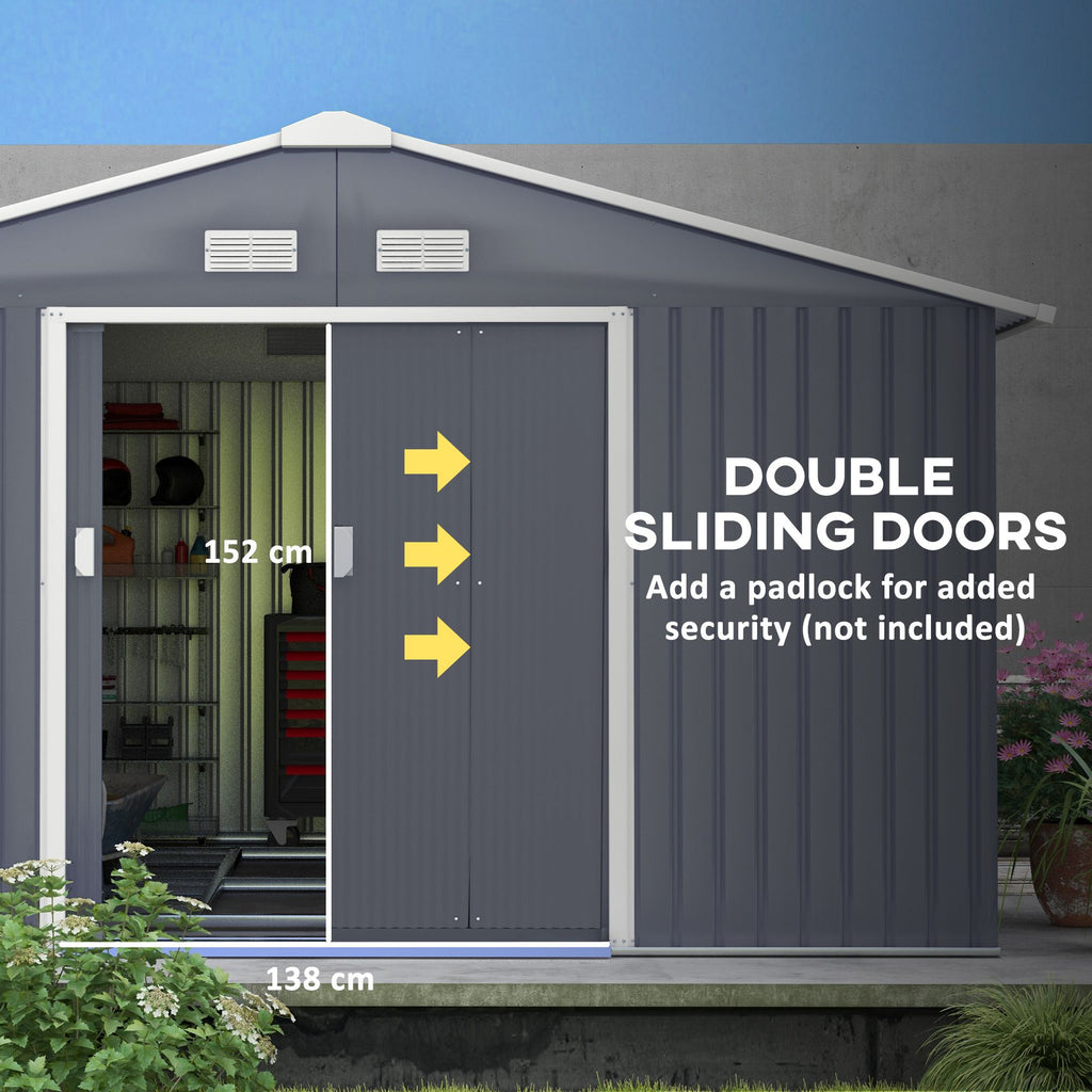 Double Sliding Door Storage Shed with Ventilation and Foundation Kit