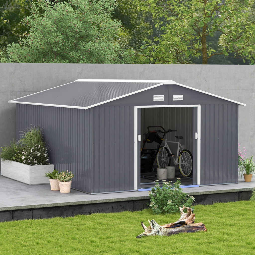 Double Sliding Door Storage Shed with Ventilation and Foundation Kit