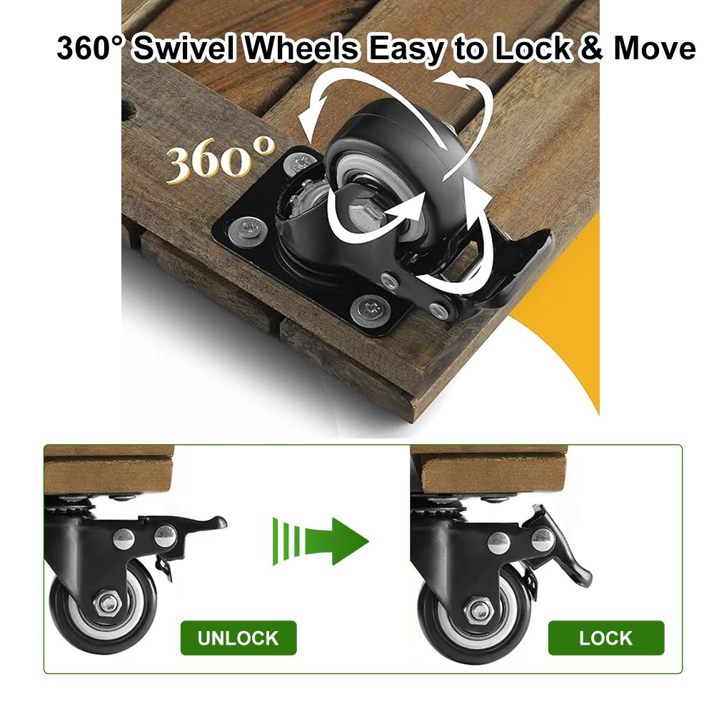 Square Wooden Plant Cart with Wheels – Natural Beauty & Easy Mobility