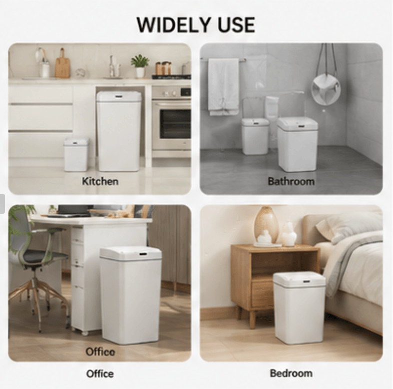 Touchless Sensor Trash Can Set with Quiet Close