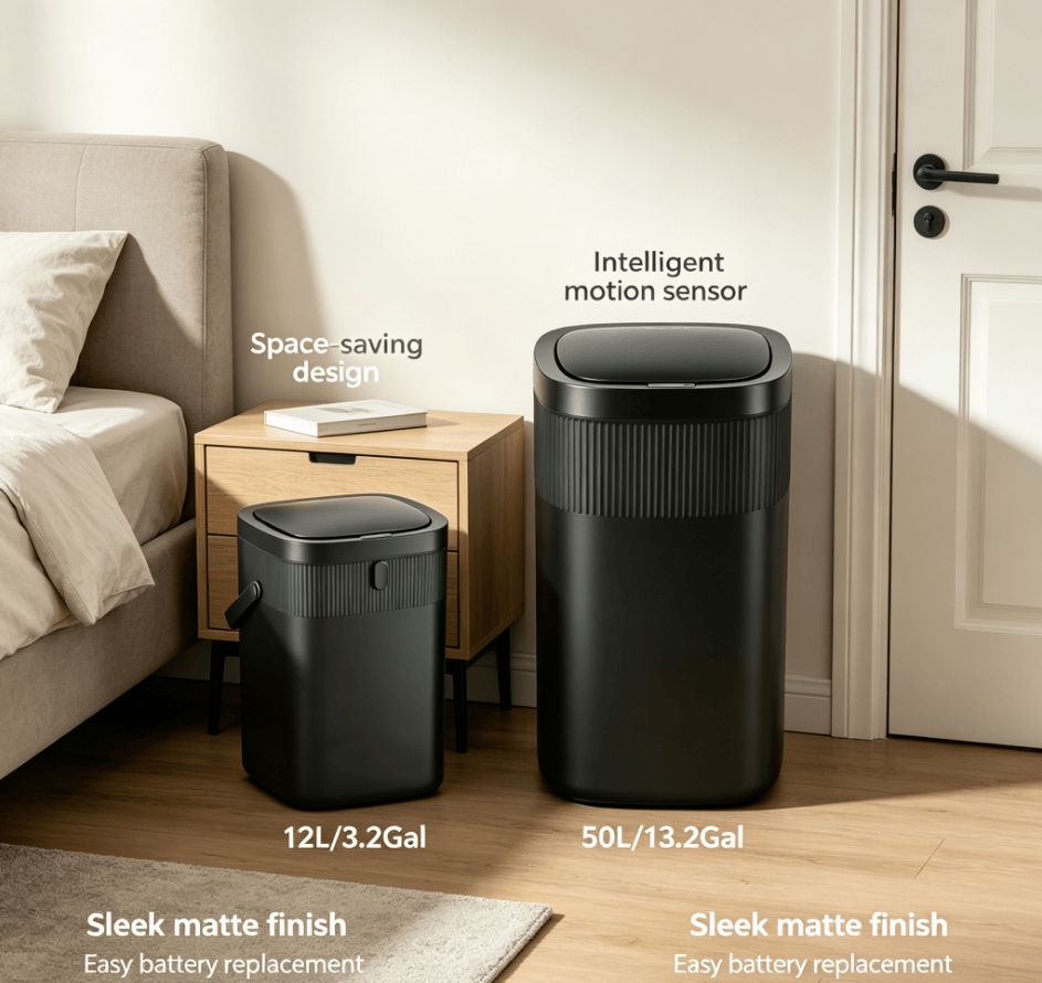 Touchless Sensor Trash Can Set with Quiet Close
