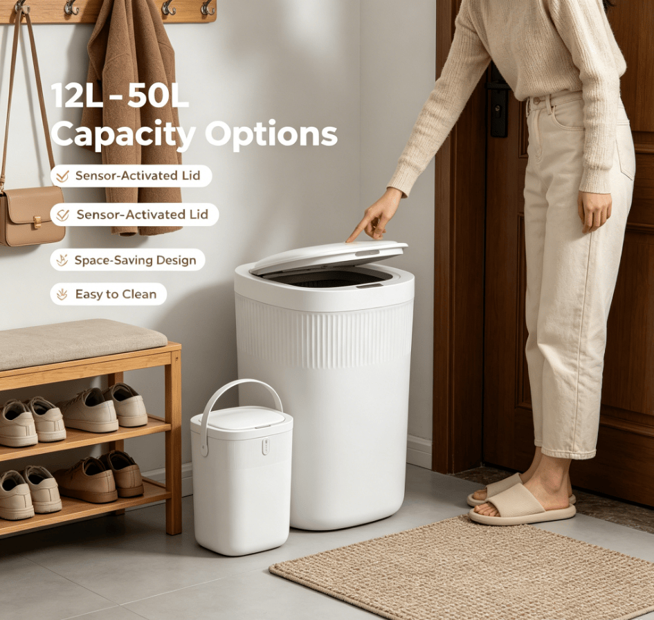 Touchless Sensor Trash Can Set with Quiet Close