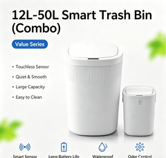 Touchless Sensor Trash Can Set with Quiet Close