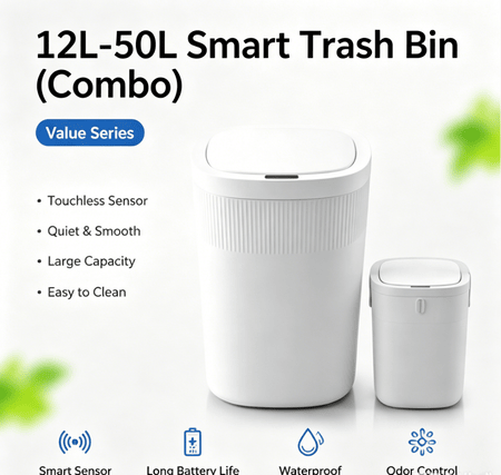Touchless Sensor Trash Can Set with Quiet Close