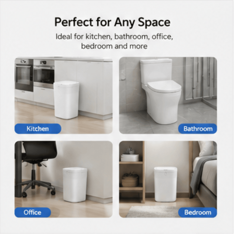Touchless Sensor Trash Can Set with Quiet Close