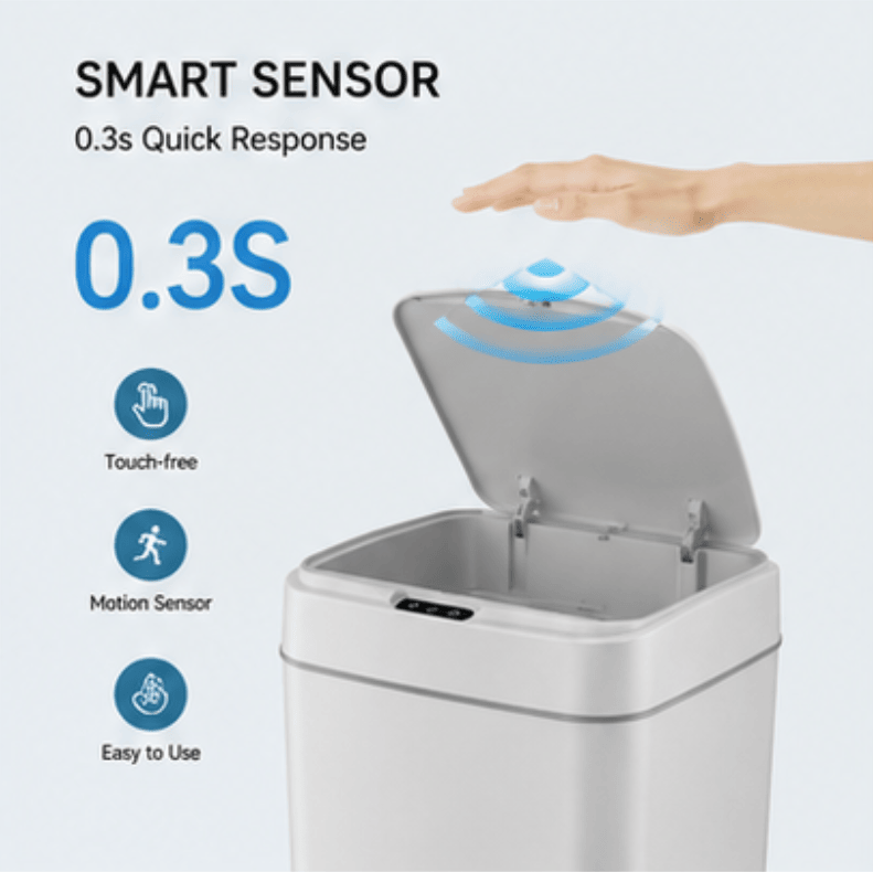 Touchless Sensor Trash Can Set with Quiet Close