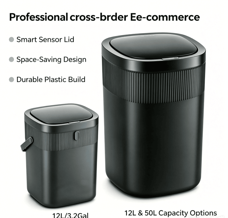 Touchless Sensor Trash Can Set with Quiet Close
