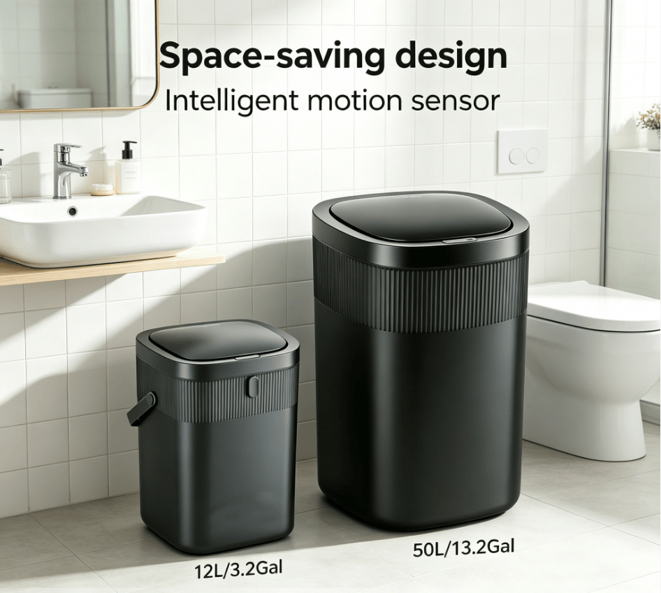 Touchless Sensor Trash Can Set with Quiet Close