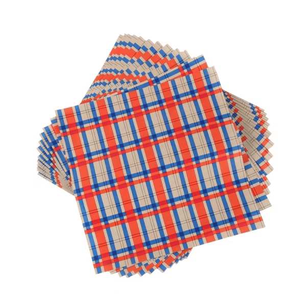 12pk Food Basket Liners Plaid