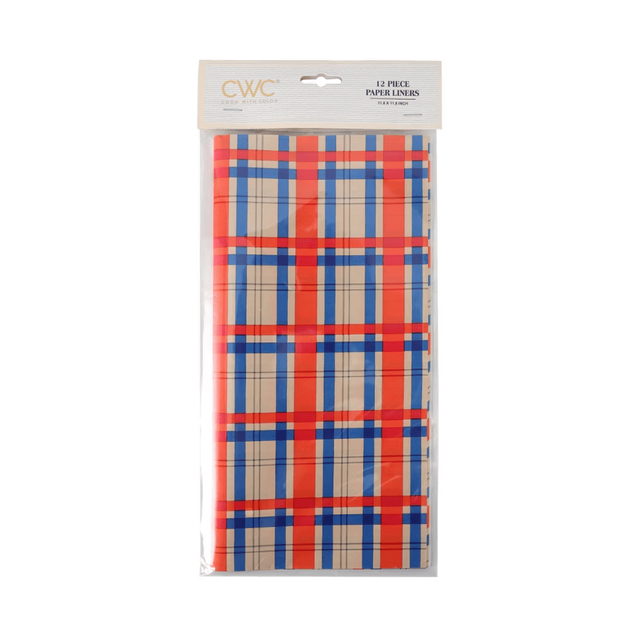 12pk Food Basket Liners Plaid