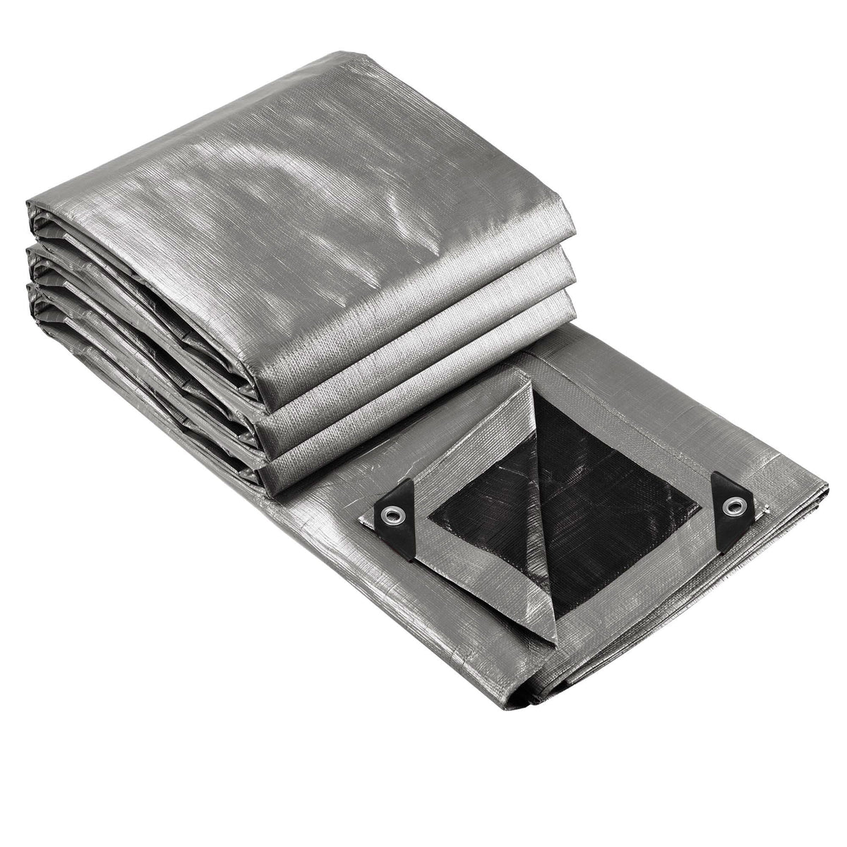 Versatile Gray Tarp with Reinforced Corners and Grommets