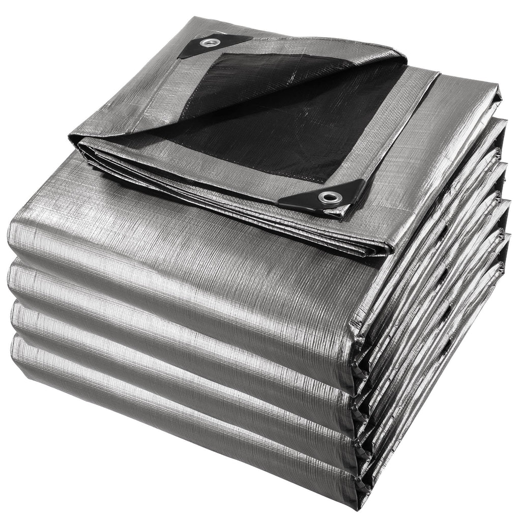 Versatile Gray Tarp with Reinforced Corners and Grommets