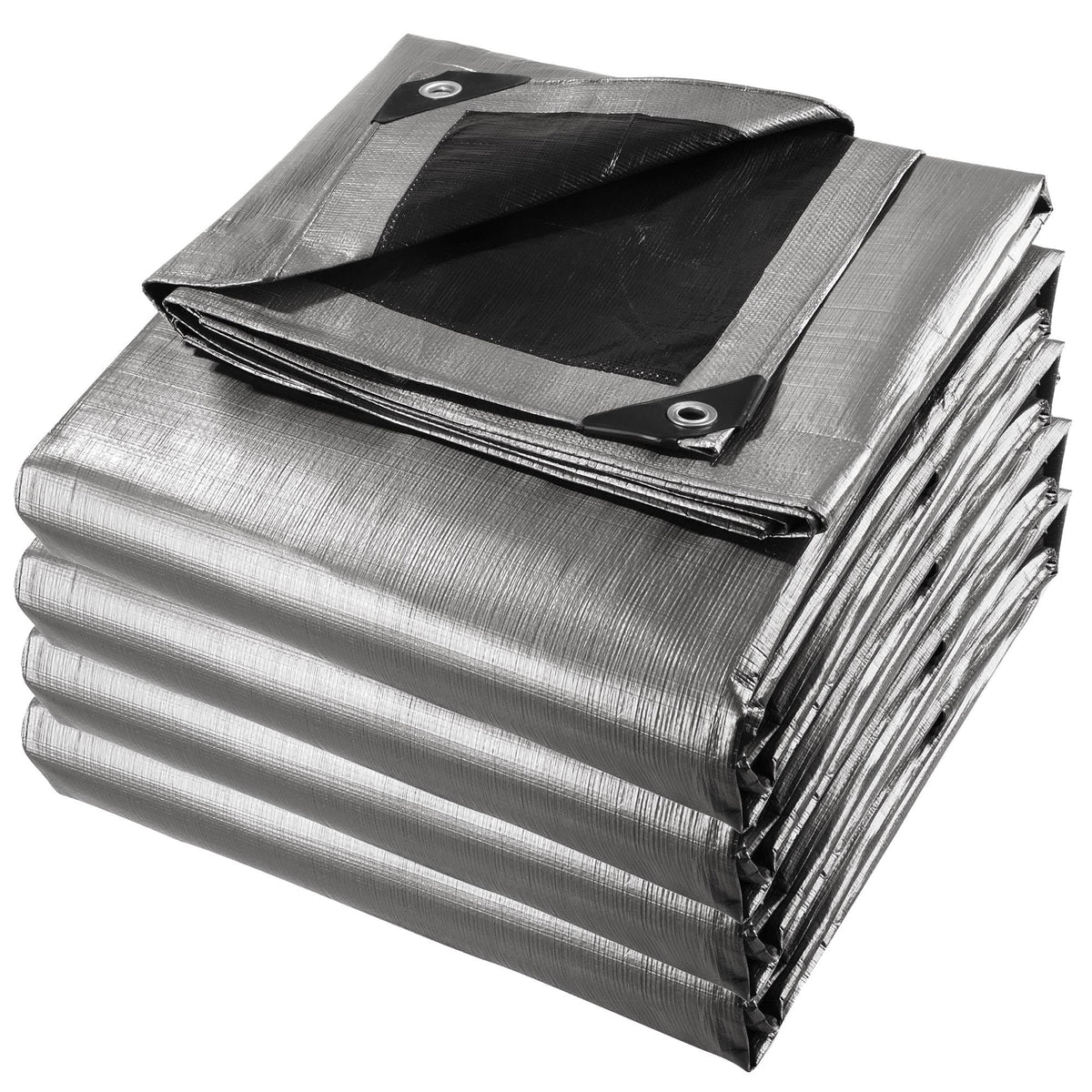 Versatile Gray Tarp with Reinforced Corners and Grommets