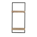 Industrial Two-Tier Wall Shelf with Natural Wood Shelves