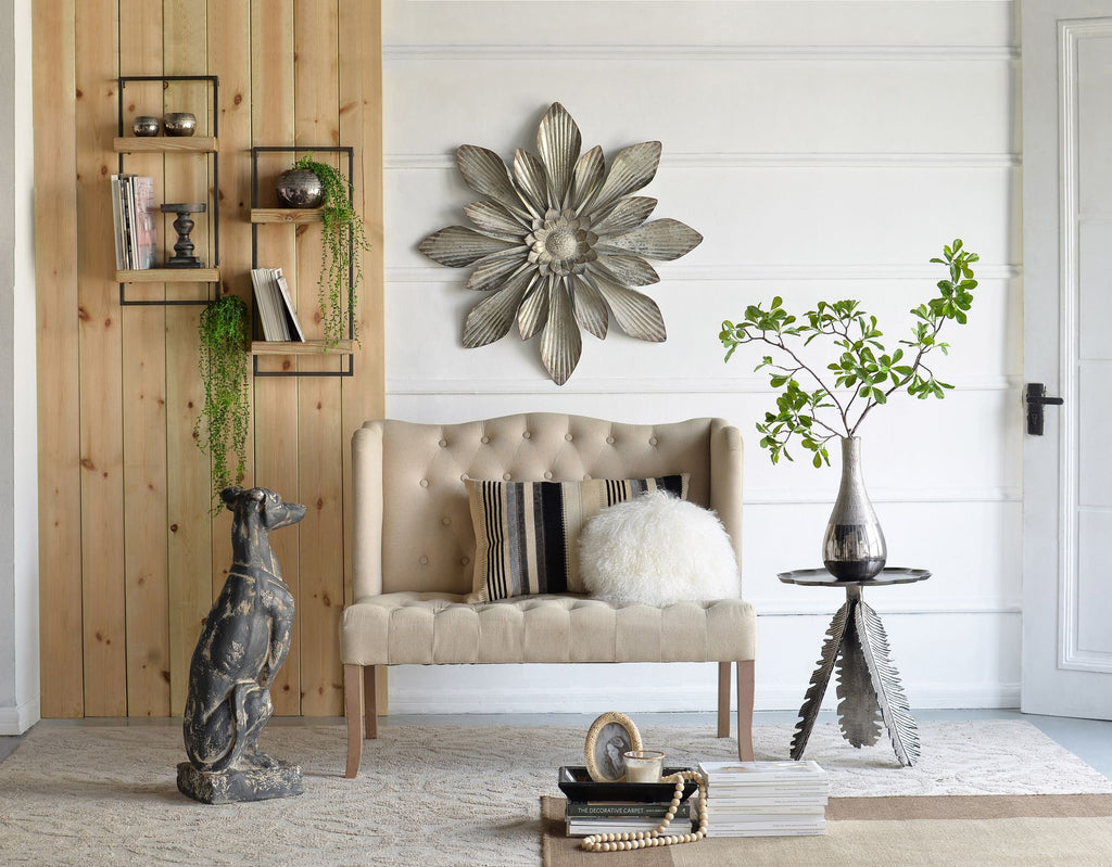 Industrial Two-Tier Wall Shelf with Natural Wood Shelves
