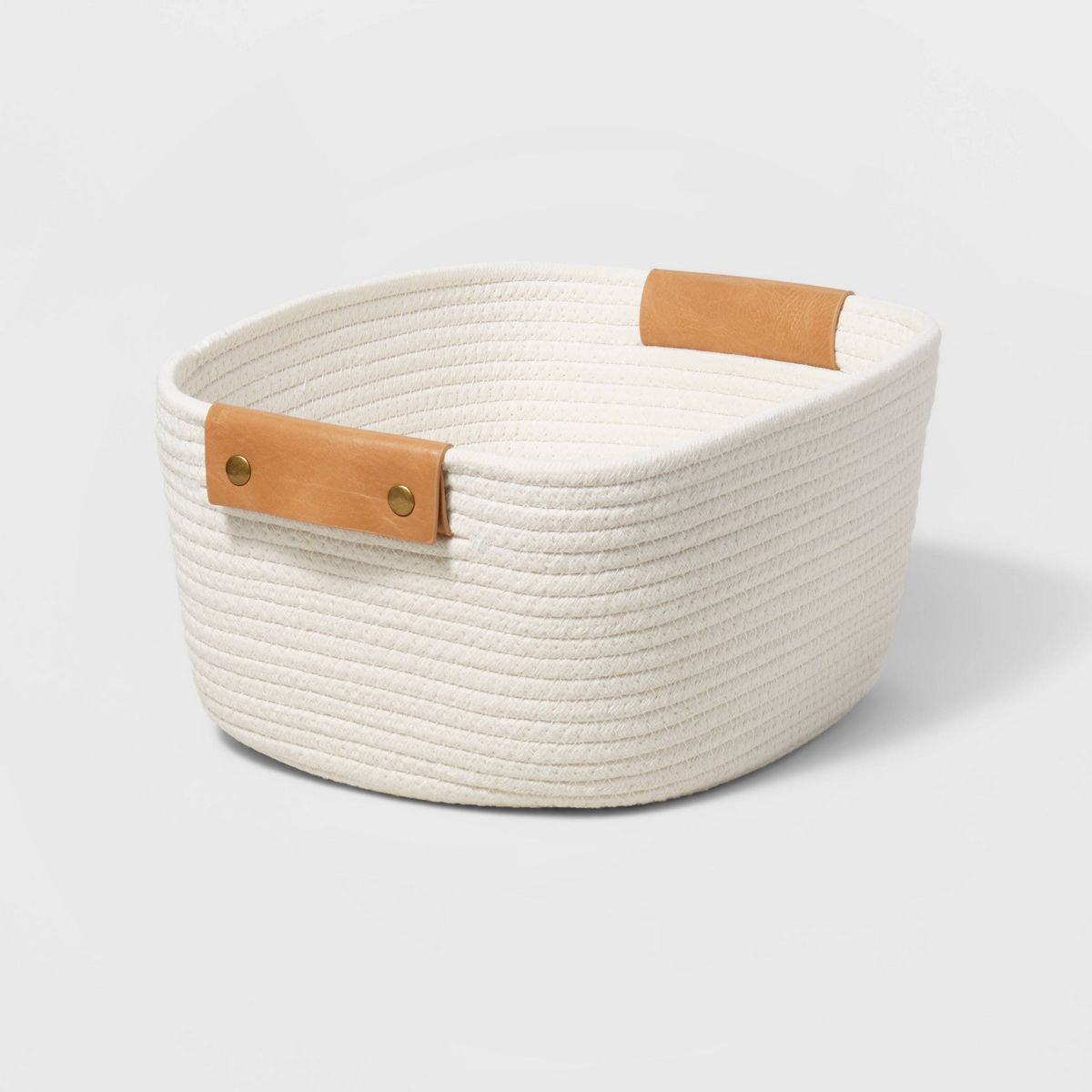 Decorative Coiled Rope Square Basket - Cream