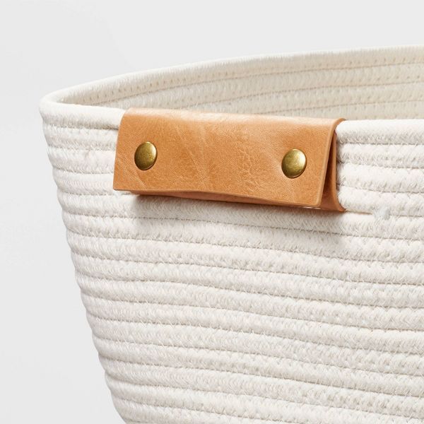 Decorative Coiled Rope Square Basket - Cream