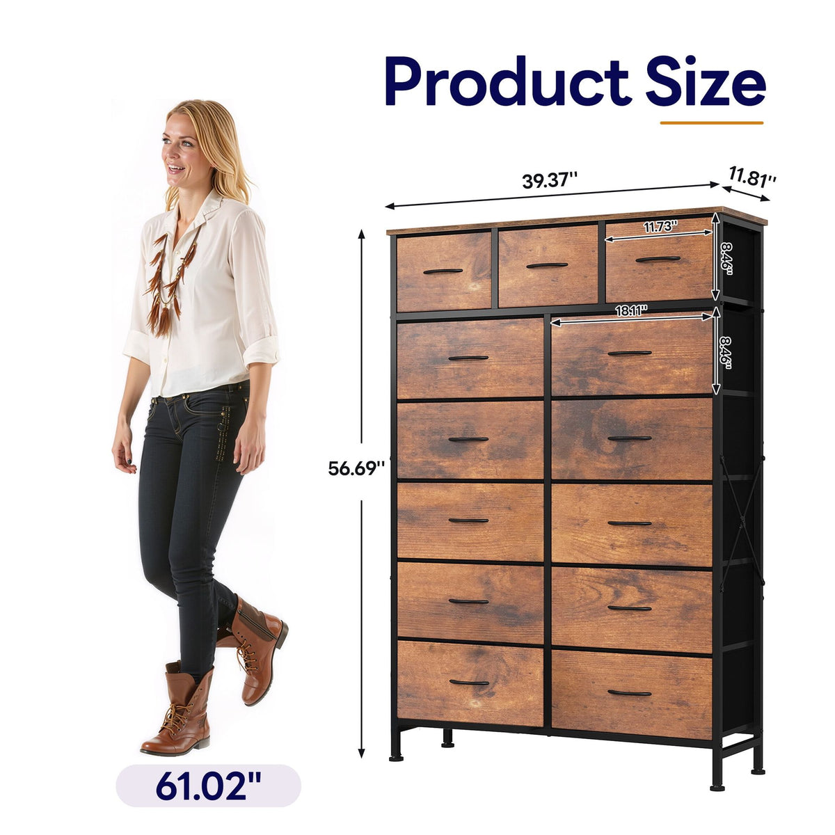 13-Drawer Fabric Dresser for Flexible Home Storage