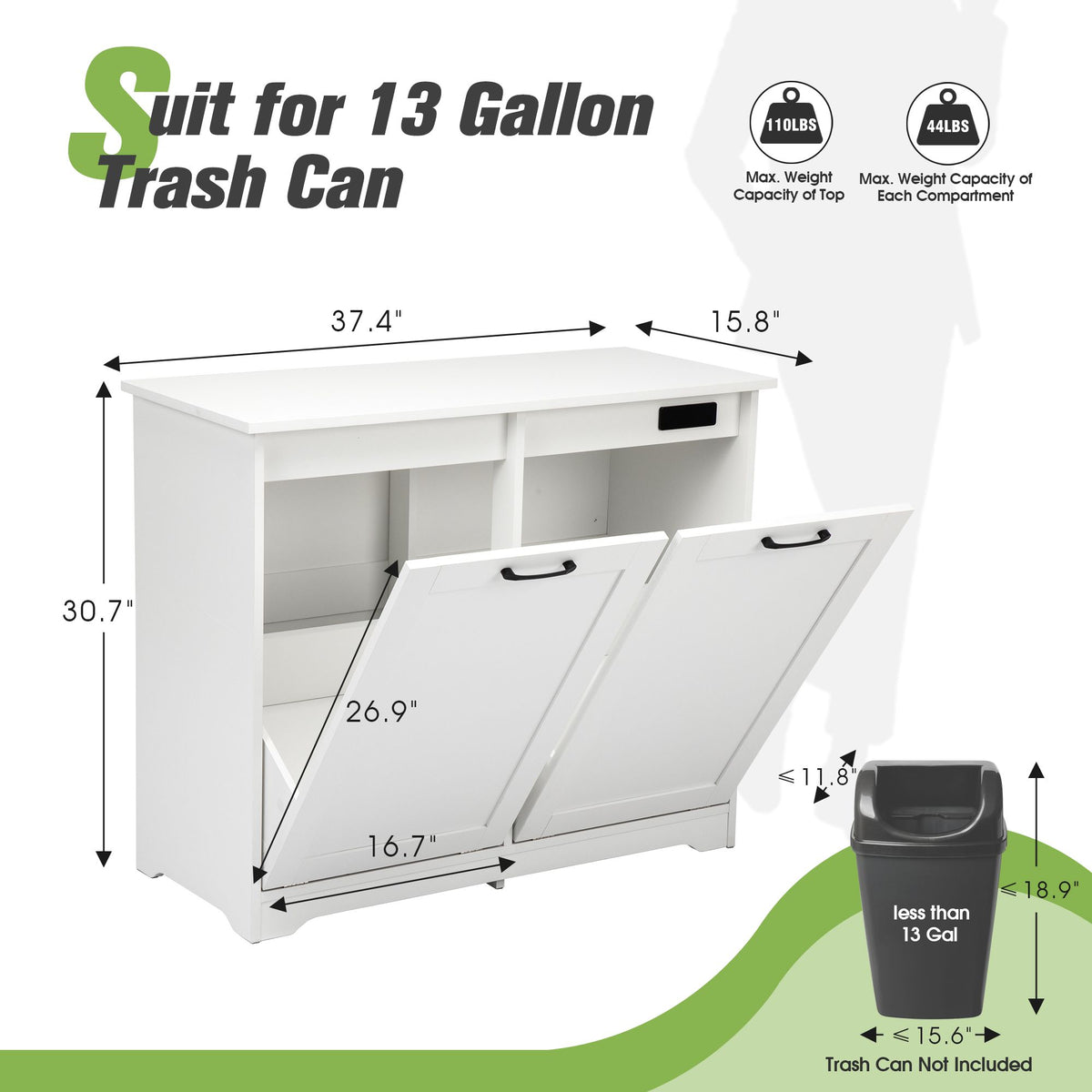 Two-Door Tilt-Out Waste Cabinet with Deodorizer