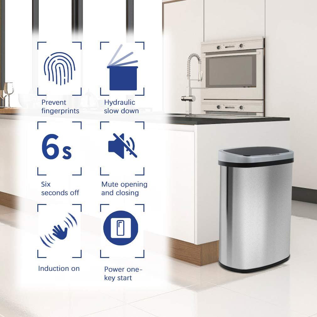 Automatic Touchless Trash Can with Lid for Hands-Free Home Use