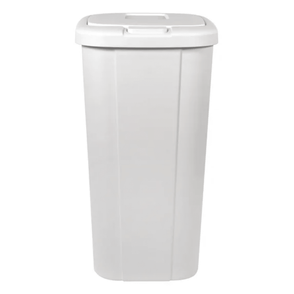 White Textured Touch-Lid Trash Can Set