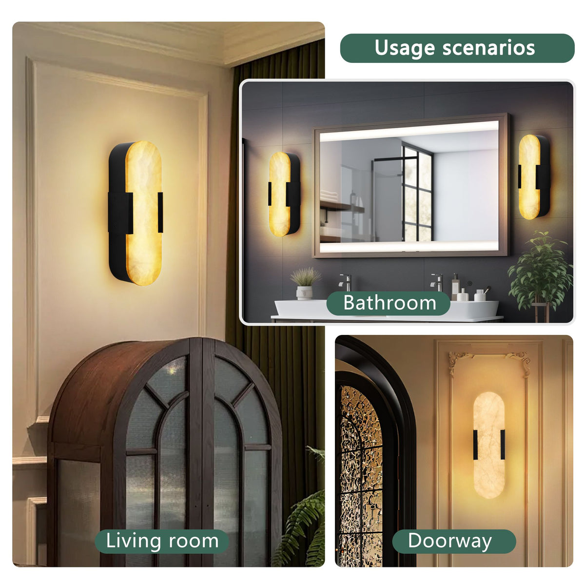 Modern Matte Black Wall Sconces, Set of Two