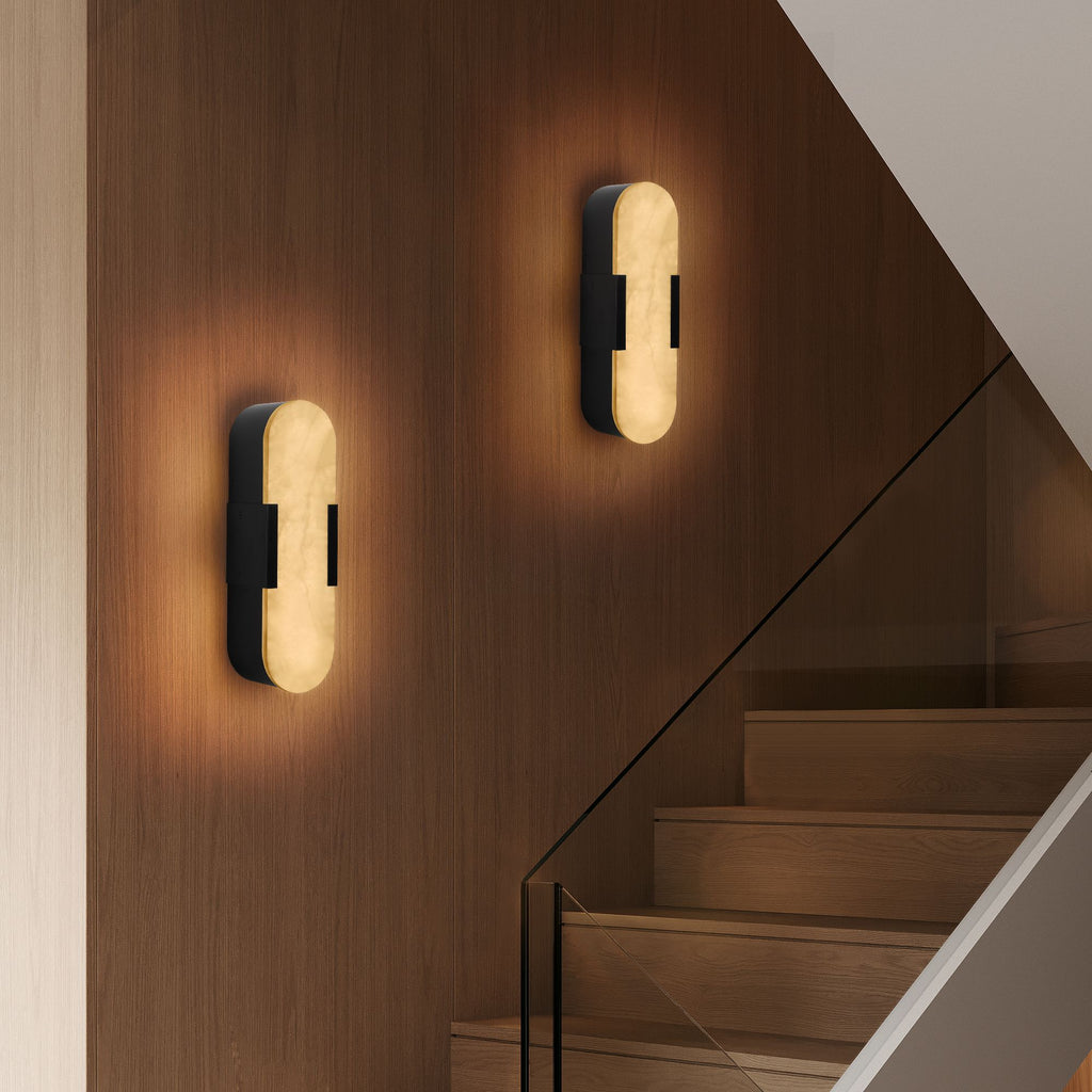 Modern Matte Black Wall Sconces, Set of Two